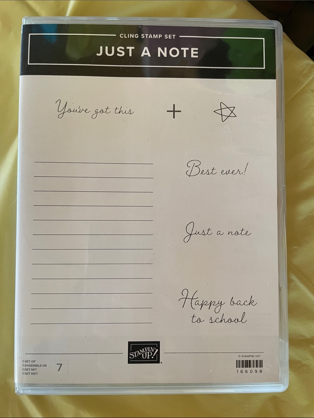 Stampin' Up! Just A Note Cling Stamp Set - Black & White